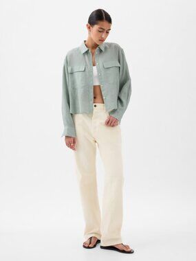 GAP 100% Linen Cropped Shirt